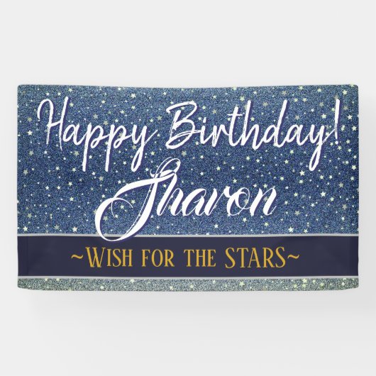 Happy Birthday | Stars Sky Blue Galaxy Banner (Horizontal)