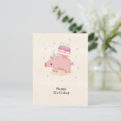 Happy birthday stealing piglet postkarte (Stehend Vorderseite)