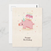 Happy birthday stealing piglet postkarte (Vorne/Hinten)