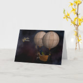 Happy Birthday Steampunk Hot Air Baloon Karte (Gelbe Blume)