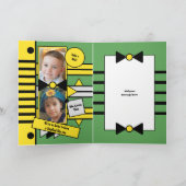 Happy Birthday Step Vater Gelbgrünes Foto Karte (Innenseite)