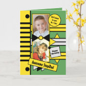 Happy Birthday Step Vater Gelbgrünes Foto Karte (Gelbe Blume)