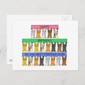 Happy Birthday Stepdad Cartoon Cats Postkarte (Vorne/Hinten)