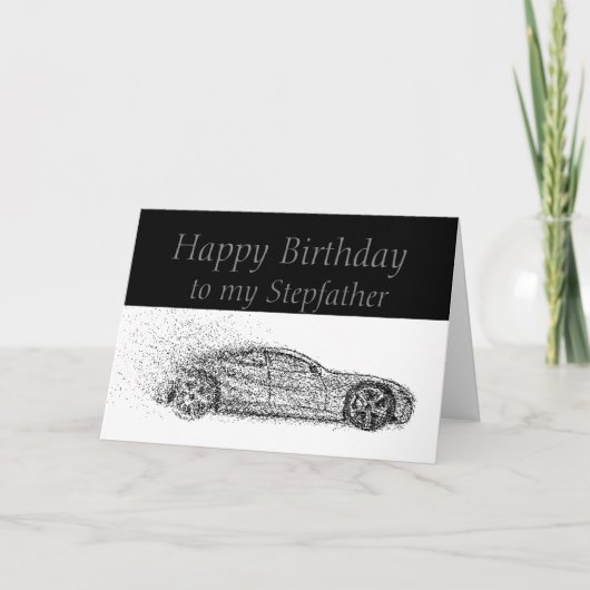 Happy Birthday Stepfather Classic Cars Vehicles Karte (Vorderseite)