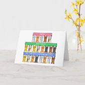 Happy Birthday Stepmum Cartoon Cats Karte (Gelbe Blume)