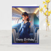Happy Birthday Stewardess Karte (Gelbe Blume)