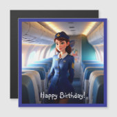 Happy Birthday Stewardess Magnetic Card Magnetkarte (Vorne/Hinten)