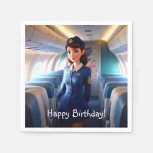 Happy Birthday Stewardess Serviette