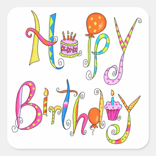 Happy Birthday Sticker (Vorderseite)