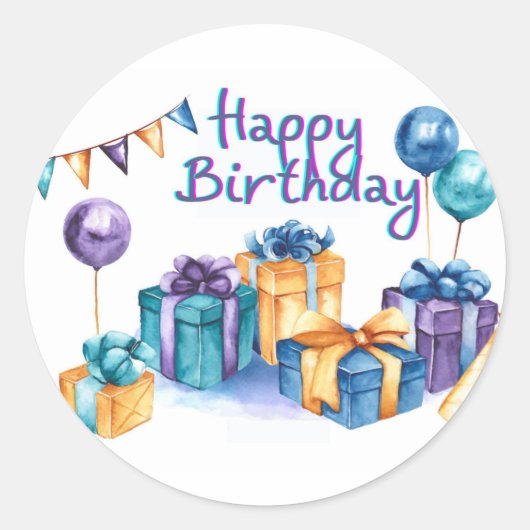 Happy Birthday Sticker (Vorderseite)