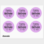Happy Birthday Sticker auf lila (Blatt)