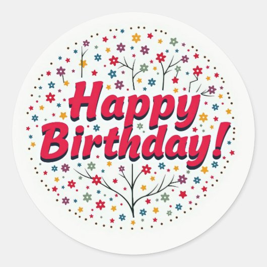 Happy Birthday Sticker Design (Vorderseite)