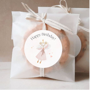 Happy Birthday Sticker, Niedliche Mouse Design Runder Aufkleber