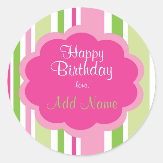 Happy Birthday Sticker Pink und Green (Vorderseite)
