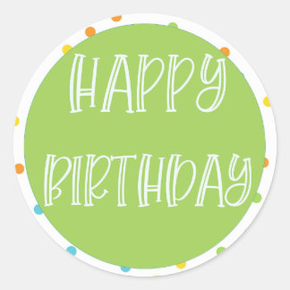 Happy Birthday Sticker Punkte Bright Favor Tag