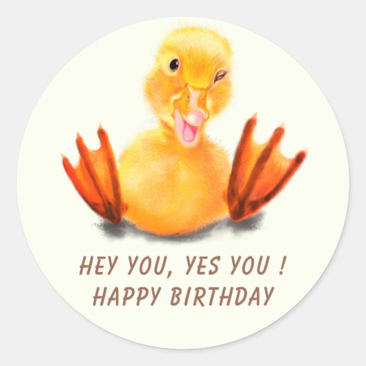 Happy Birthday Sticker with Playful Duck - Funny (Vorderseite)