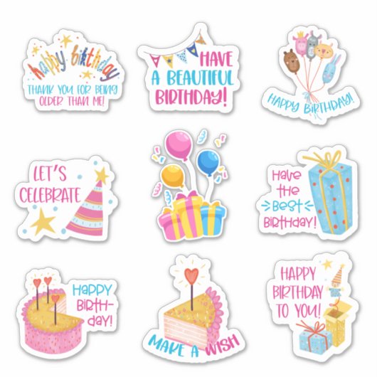 Happy Birthday Stickers Aufkleber (Vorderseite)