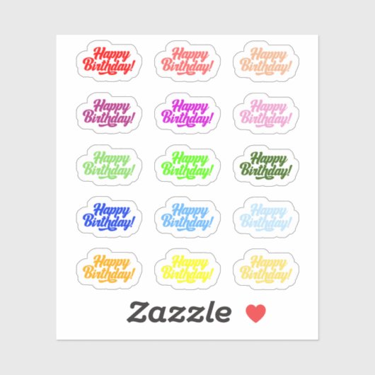 Happy Birthday Stickers Aufkleber (Blatt)