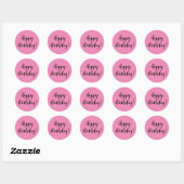 Happy Birthday Stickers Round (pink) (Blatt)