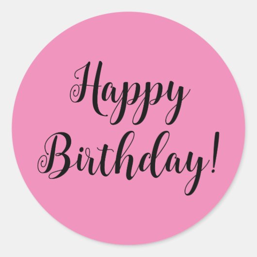 Happy Birthday Stickers Round (pink) (Vorderseite)