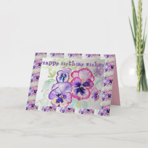 Happy Birthday Stiefmütterchens Watercolor Greetin Karte