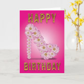 Happy Birthday Stiletto Rose Dedicatory & Ext Pic Karte (Gelbe Blume)