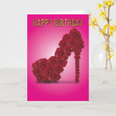 Happy Birthday Stiletto Rote Rosen Basic Karte (Gelbe Blume)
