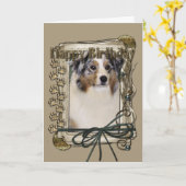 Happy Birthday - Stone Paws - Australian Shepherd Karte (Gelbe Blume)