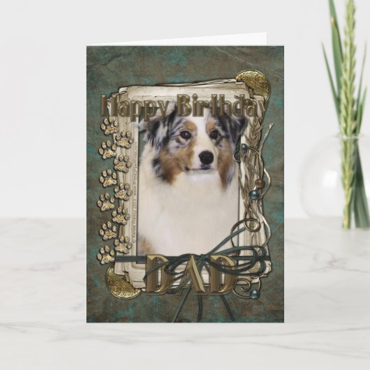 Happy Birthday - Stone Paws Australian Shepherd Va Karte (Vorderseite)