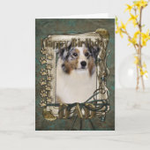 Happy Birthday - Stone Paws Australian Shepherd Va Karte (Gelbe Blume)