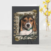 Happy Birthday - Stone Paws - Beagle Puppy Karte (Gelbe Blume)
