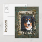Happy Birthday - Stone Paws - Bernese Mountain Dog Postkarte (Vorne/Hinten)