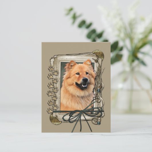Happy Birthday - Stone Paws - Chow Chow - Cinny Postkarte (Stehend Vorderseite)