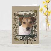 Happy Birthday - Stone Paws - Jack Russell Karte (Gelbe Blume)