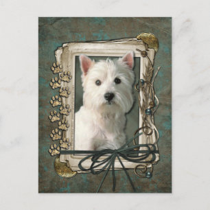 Happy Birthday - Stone Paws - West Highland Terrie Postkarte