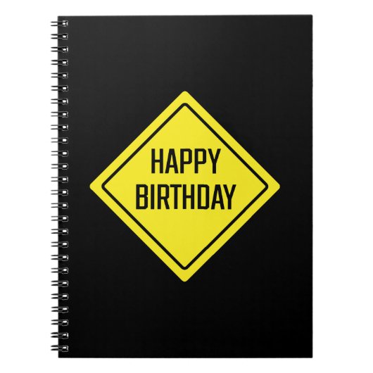 Happy Birthday | Straßenzeichen | SpiralNotebook Notizblock (Vorderseite)