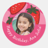 Happy Birthday Strawberry Checkered Custom Sticker (Vorderseite)