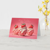 Happy Birthday Strawberry Cupcakes Karte (Gelbe Blume)
