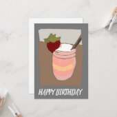 Happy Birthday Strawberry Milk Shake Illustration Karte (Vorderseite/Rückseite Beispiel)