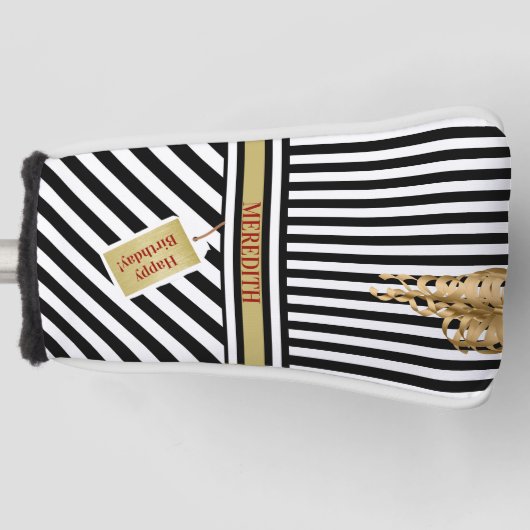 Happy Birthday Stripes Name Message Putter Golf Headcover (Vorderseite)