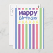 Happy Birthday Stripey Card Postkarte (Vorne/Hinten)