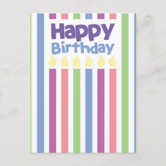 Happy Birthday Stripey Card Postkarte