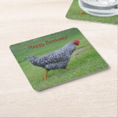 Happy Birthday Strolling Chicken Rechteckiger Pappuntersetzer (angewinkelt)