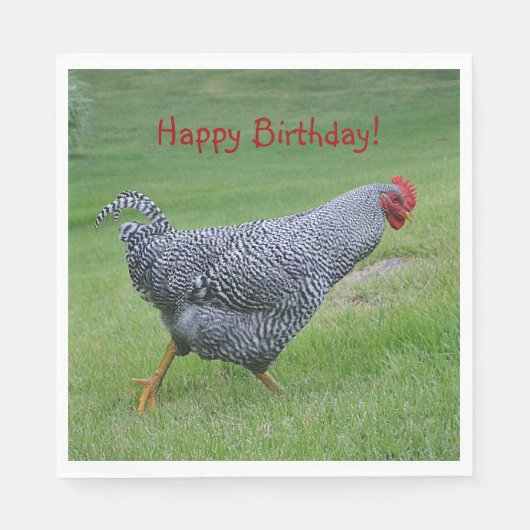 Happy Birthday Strolling Chicken Serviette (Vorderseite)