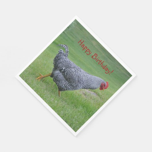 Happy Birthday Strolling Chicken Serviette (Ecke)