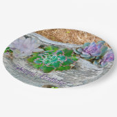 Happy Birthday Succulents auf Driftwood Pappteller (Schrägansicht)