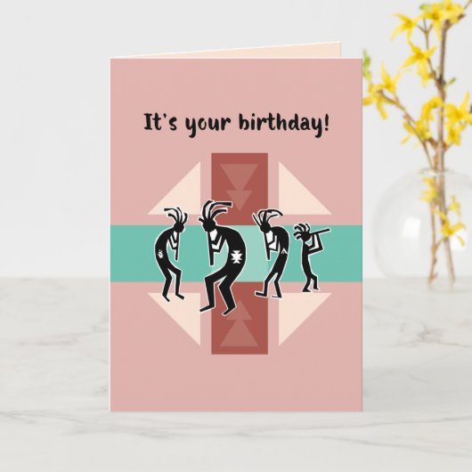 Happy Birthday Südwest Style mit Kokopelli Karte (Gelbe Blume)