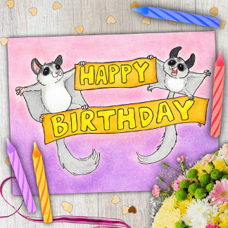 Happy Birthday Sugar Gliders Postkarte