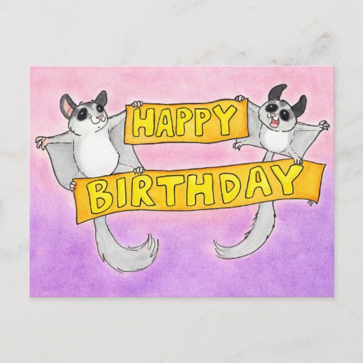 Happy Birthday Sugar Gliders Postkarte (Vorderseite)