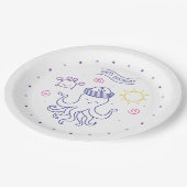 happy birthday summer theme octopus pappteller (Schrägansicht)